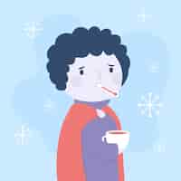 Бесплатное векторное изображение Человек с простудой