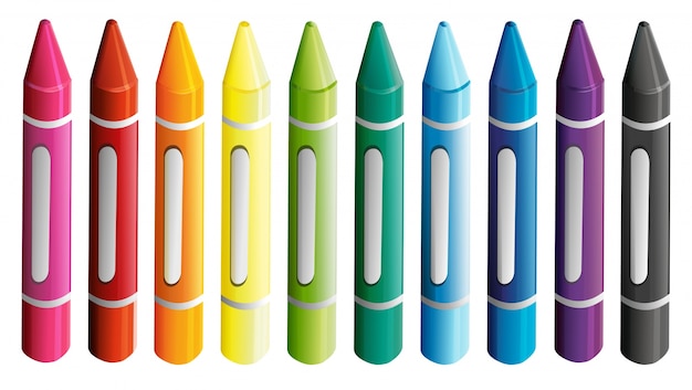 Бесплатное векторное изображение Набор цветных карандашей