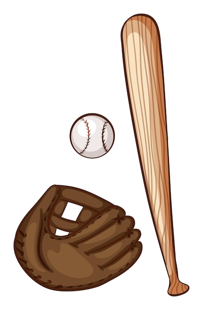 Бесплатное векторное изображение Простой набросок бейсбольных материалов