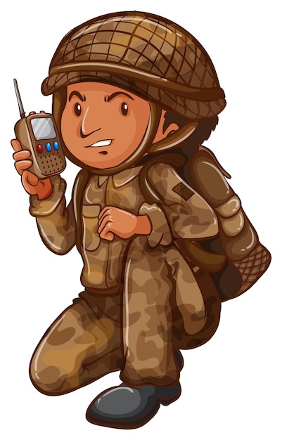 Бесплатное векторное изображение Солдат со средством связи