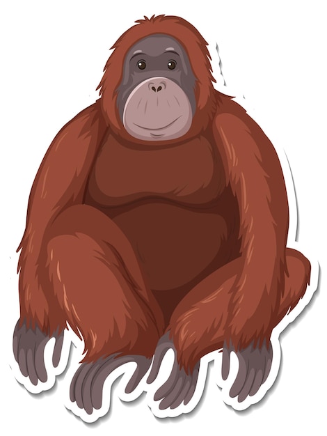 Бесплатное векторное изображение Шаблон наклейки с изображением обезьяны из мультфильма