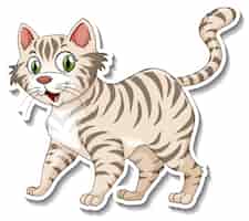 무료 벡터 고양이 만화 캐릭터의 스티커 템플릿