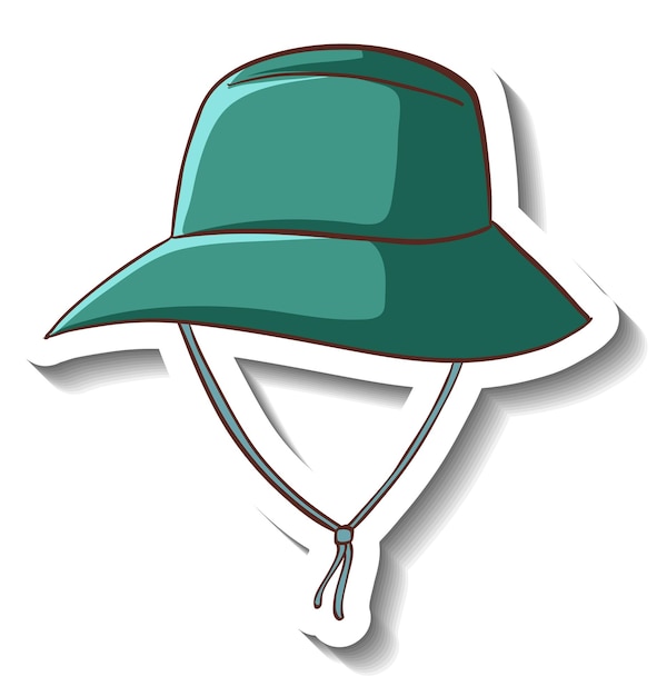 Бесплатное векторное изображение Шаблон стикера с изолированной зеленой шляпой-ведром