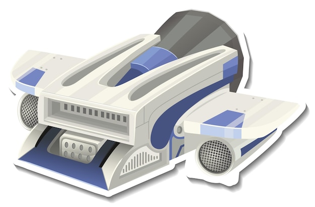 Бесплатное векторное изображение Шаблон стикера с изолированным нло или спутником