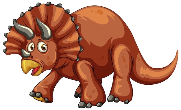 Бесплатное векторное изображение Мультяшный персонаж динозавра трицератопса