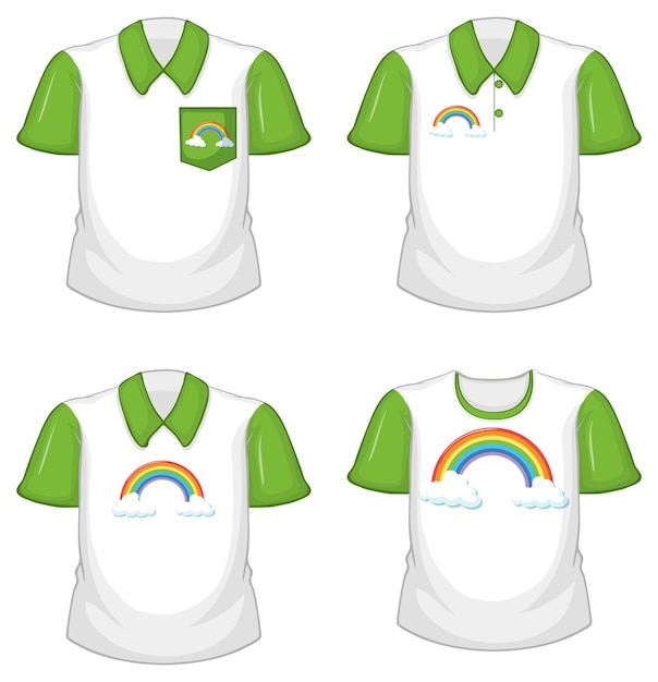Бесплатное векторное изображение Белая рубашка с зелеными рукавами на белом фоне