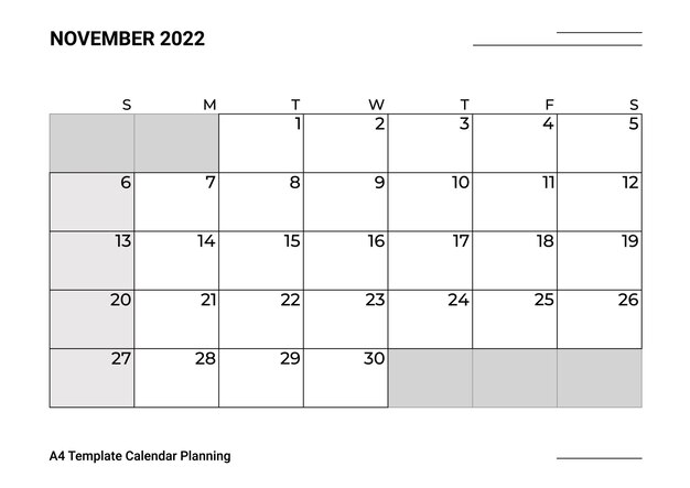 Планирование календаря шаблон А4 ноябрь