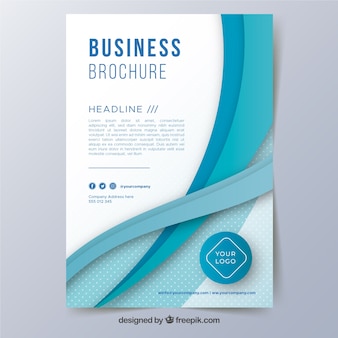 A5 business brochure template with wavy shapes