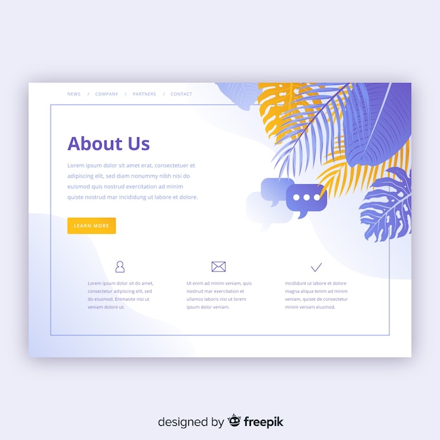 Free vector about us landing page template