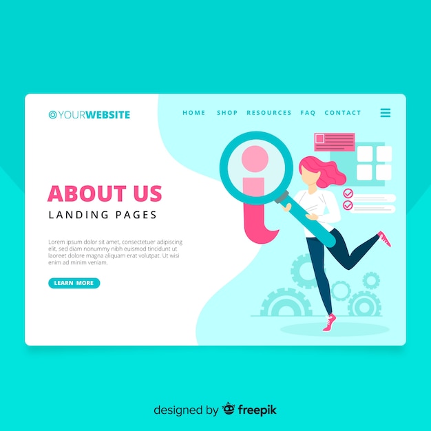 Free vector about us landing page