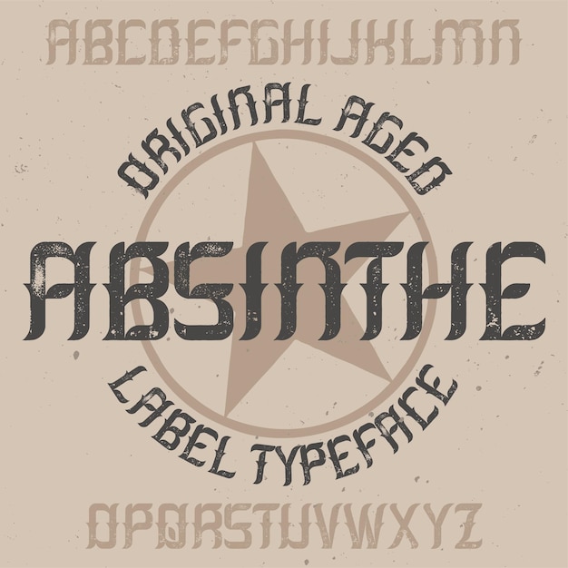 Free vector absinthe label font and sample label design with decoration.