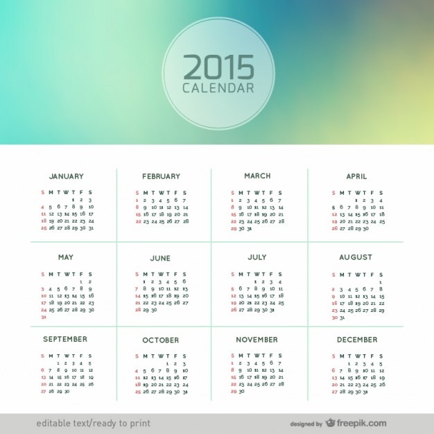 Free vector abstract 2015 calendar