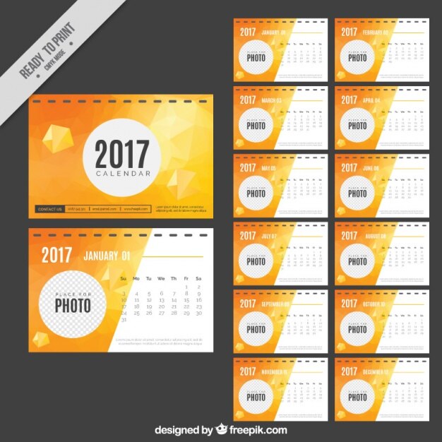Бесплатный Вектор абстрактный календарь 2017