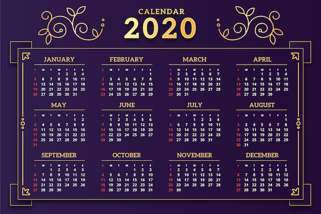 Abstract 2020 calendar template