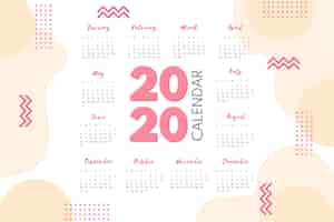 Free vector abstract 2020 calendar template