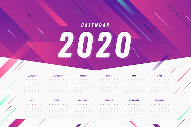 Free vector abstract 2020 calendar template