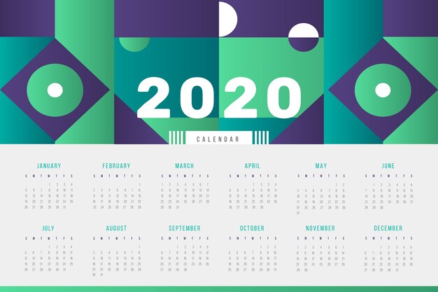 Abstract 2020 Calendar Template