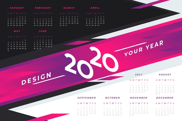 Free vector abstract 2020 calendar template