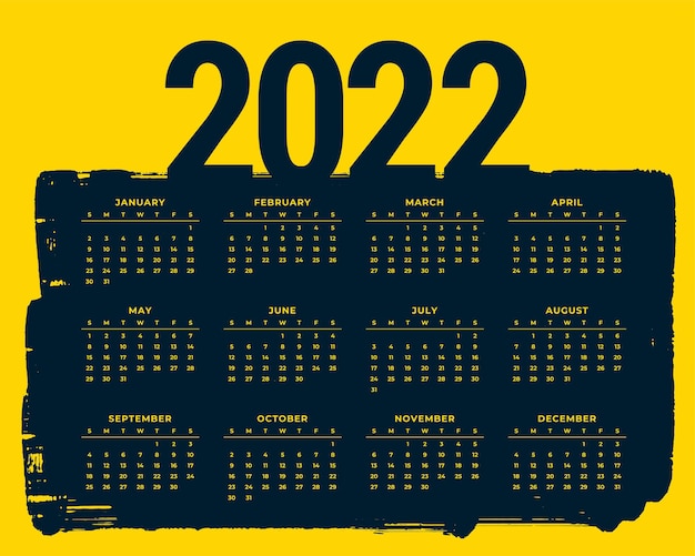 Free vector abstract 2022 new year calendar design template