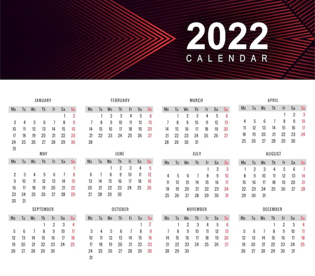 Abstract 2022 new year calendar template design