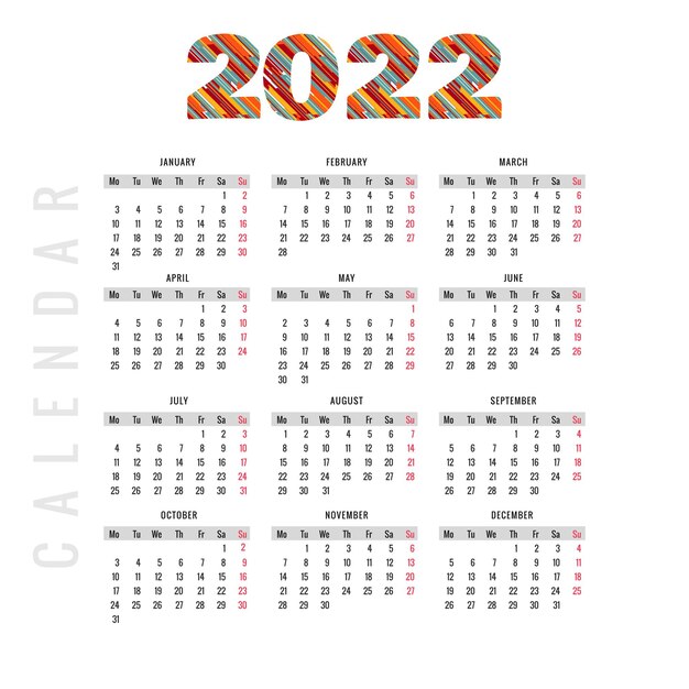 抽象2022年新年カレンダーテンプレートデザイン