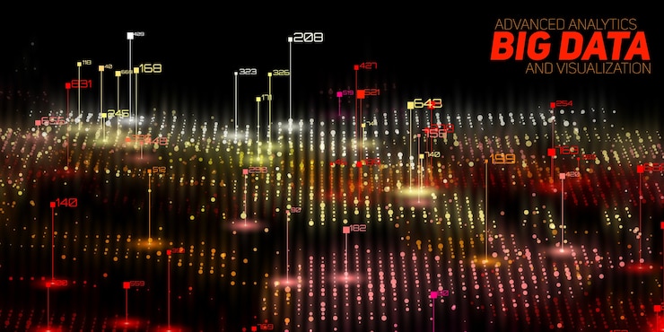 Free Vector abstract 3d big data visualization. futuristic infographics aesthetic design. visual information complexity. intricate data threads graphic. social network or business analytics representation