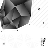 抽象的な 3 d 混沌とした低ポリ形状 空のスペースで多角形のピラミッドを飛んでいます ボケ効果を持つ未来的な背景 ポスター デザイン