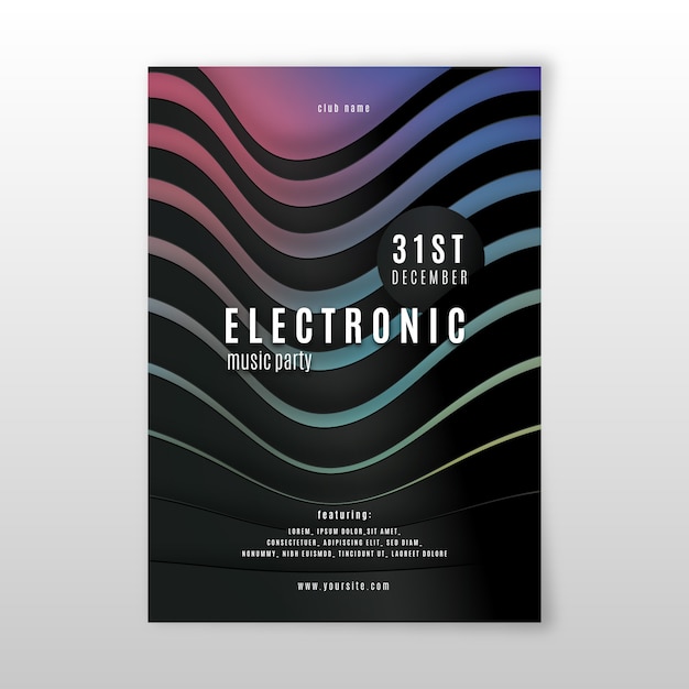 Free vector abstract 3d effect electronic music poster template