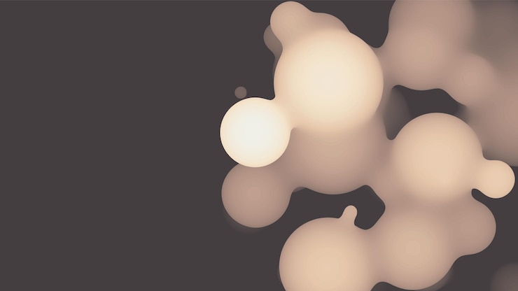 Free Vector abstract 3d fluid metaball shape with beige balls.