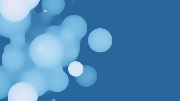 Abstract 3d fluid metaball shape with bluish balls.