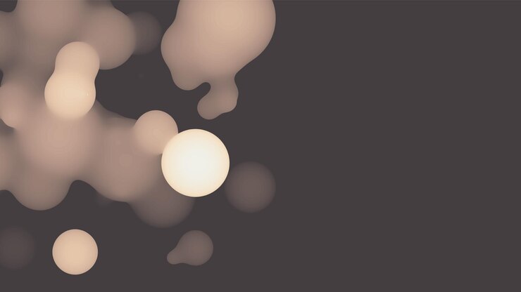 Free Vector abstract 3d fluid metaball shape with bokeh lights