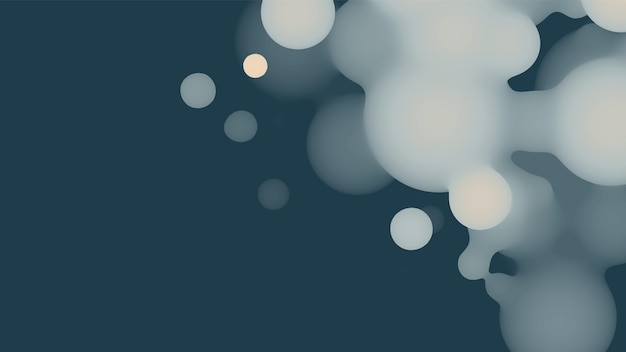 Abstract 3d fluid metaball shape with dark pastel balls. Synthwave liquid pastel organic droplets with gradient color.