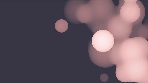 Abstract 3d fluid metaball shape with pink balls Synthwave liquid pastel organic droplets with gradient color