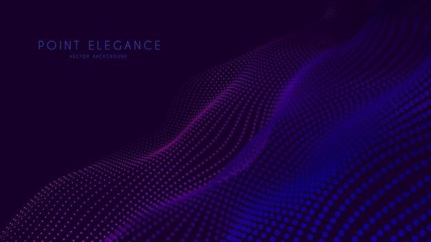 Бесплатное векторное изображение Абстрактная трехмерная фиолетовая волновая сетка в стиле кибертехнологий. абстрактный деловой фон.