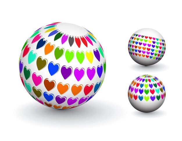 Abstract 3d Sphere with Heart Pattern Sphere Design.