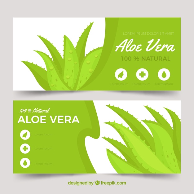 Abstract aloe vera banners