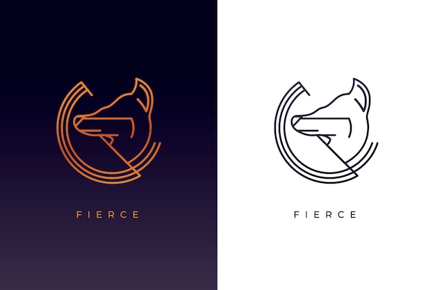 2つのバージョンの抽象的な動物ロゴ