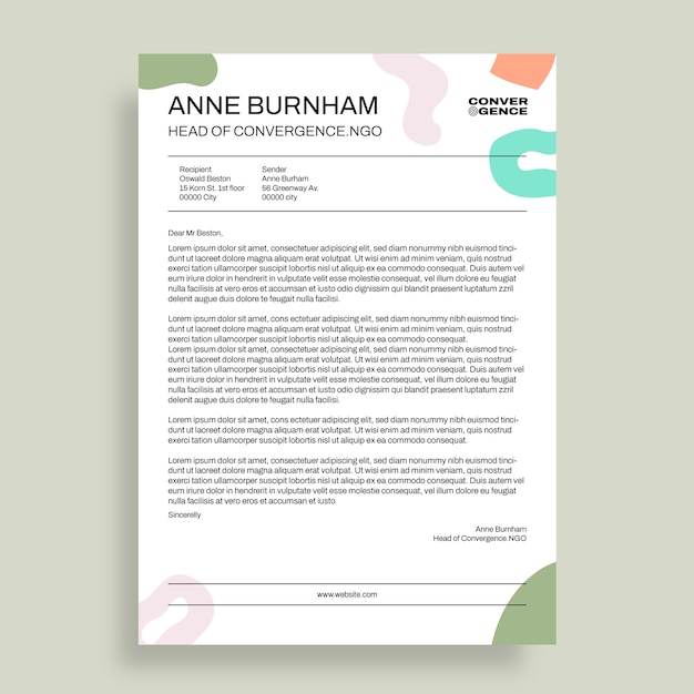 Free vector abstract anne burnham non-profit letterhead