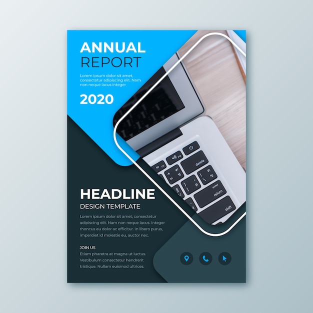 Abstract annual report template with image