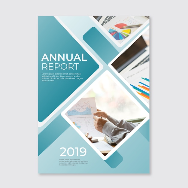 Free vector abstract annual report template with image