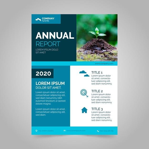 Abstract annual report template with photo theme