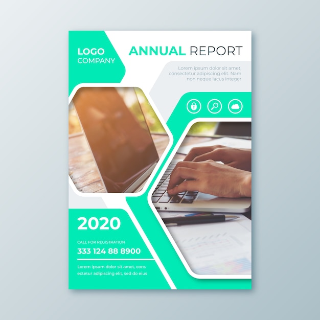 Abstract annual report template with photo