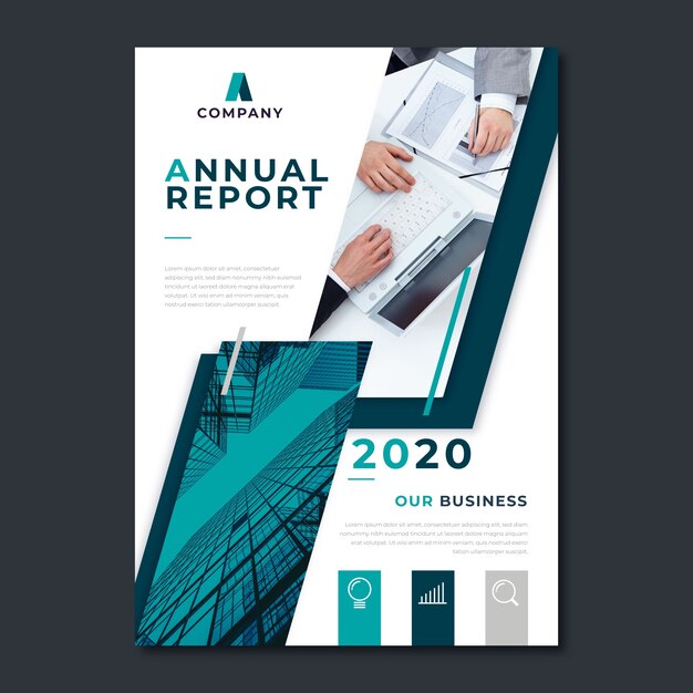 Abstract annual report template with photo