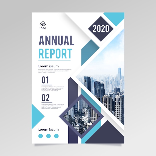 Free vector abstract annual report template with photo