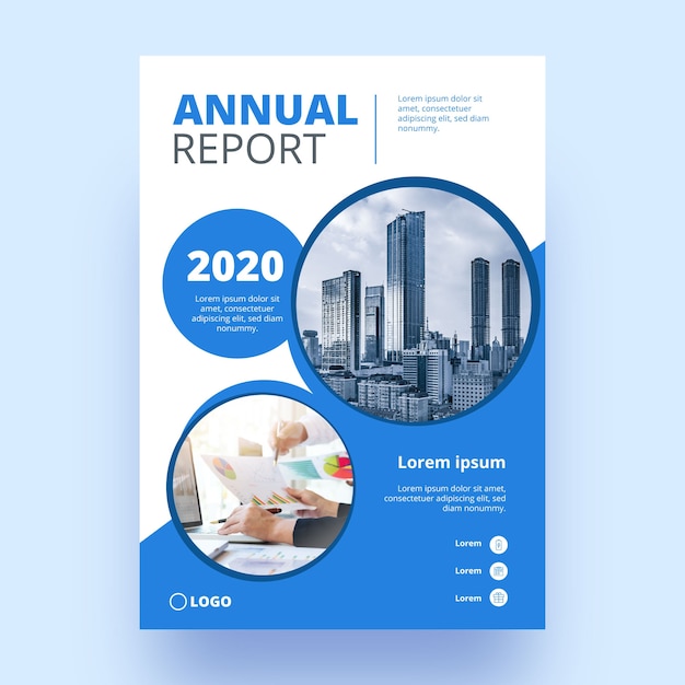 Abstract annual report template with photo