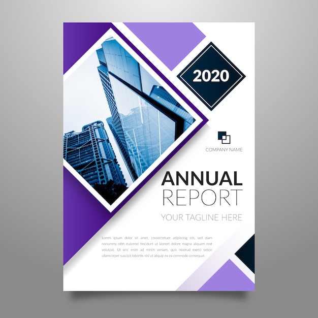 Abstract annual report template with photo