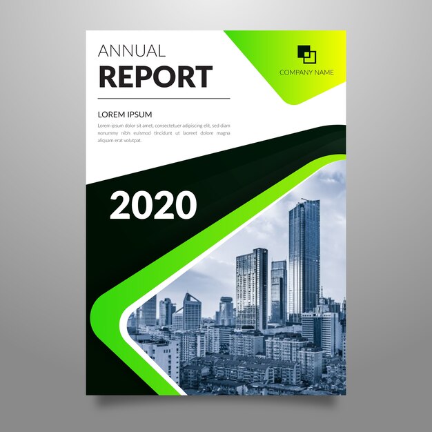 Abstract annual report template with photo