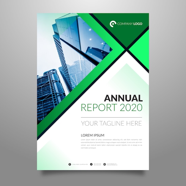 Abstract annual report template with photo