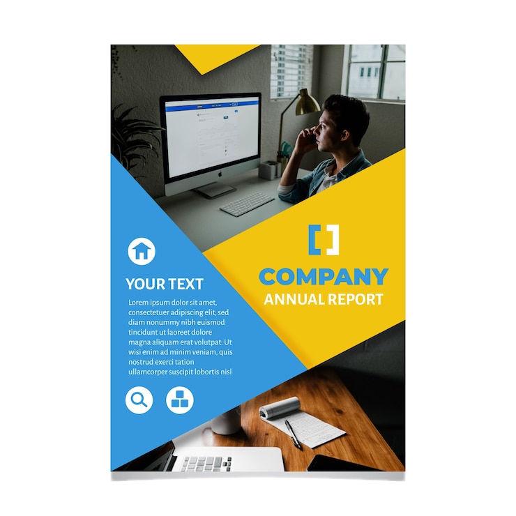 Free Vector abstract annual report template with photo