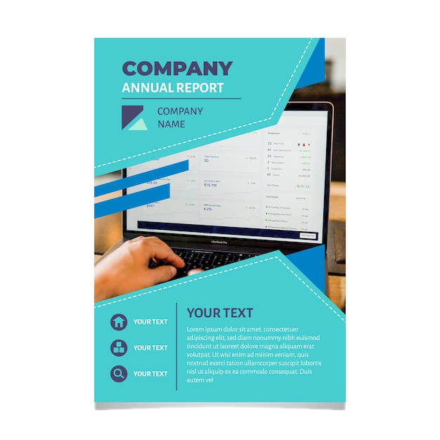 Abstract annual report template with photo